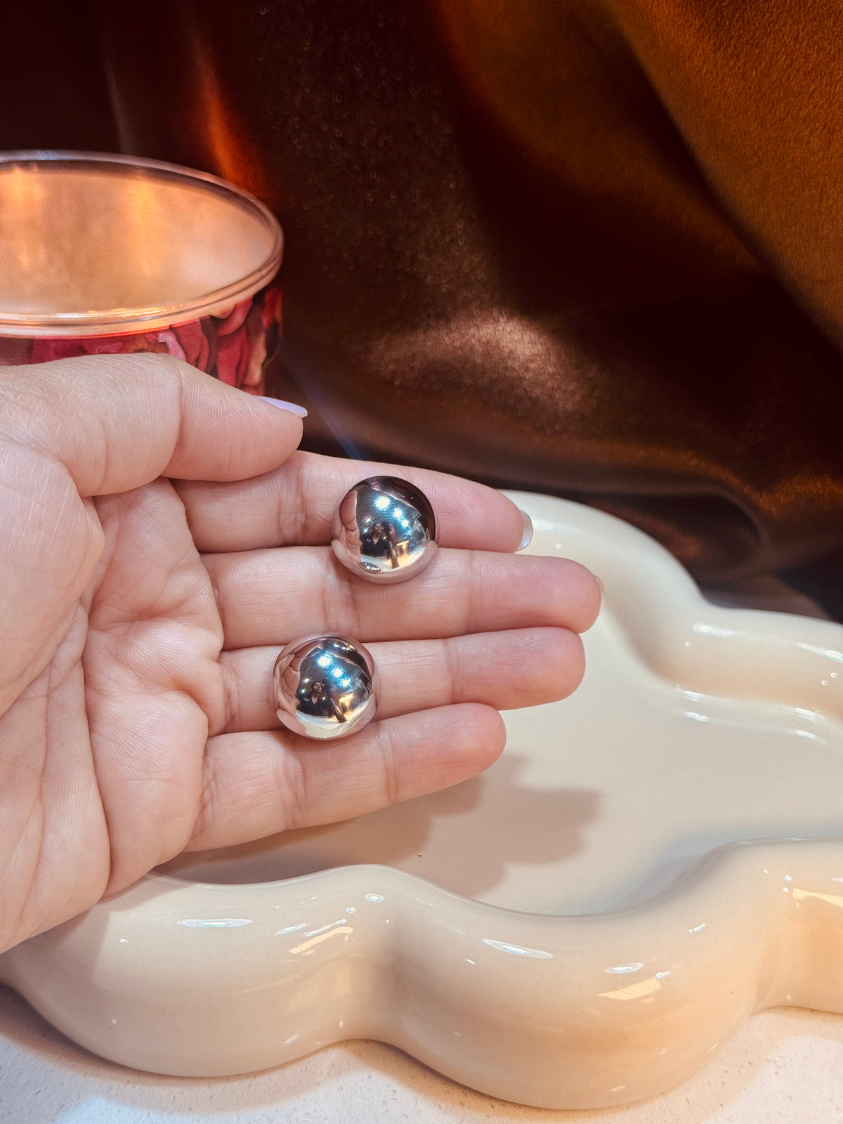 Silver pearl earrings