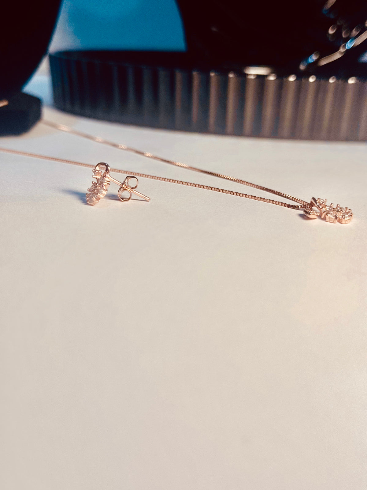 Classical floral pure silver necklace&earings