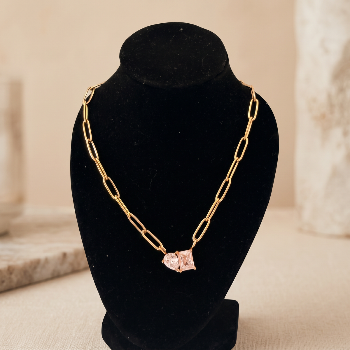 Minimalist crystal pendant necklace