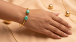 Load image into Gallery viewer, Gold and Aqua Stone bangle
