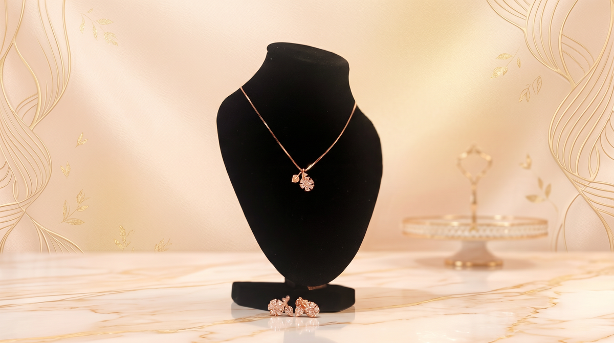 Classical floral pure silver necklace&earings
