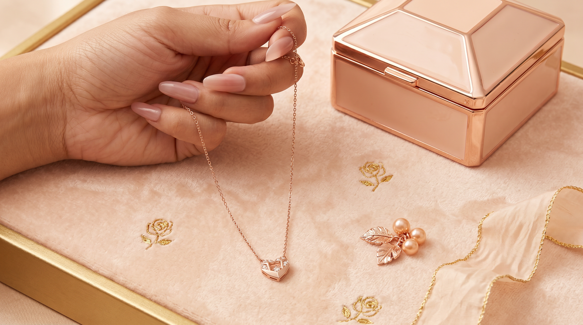 Rose gold sweetheart pure silver necklace