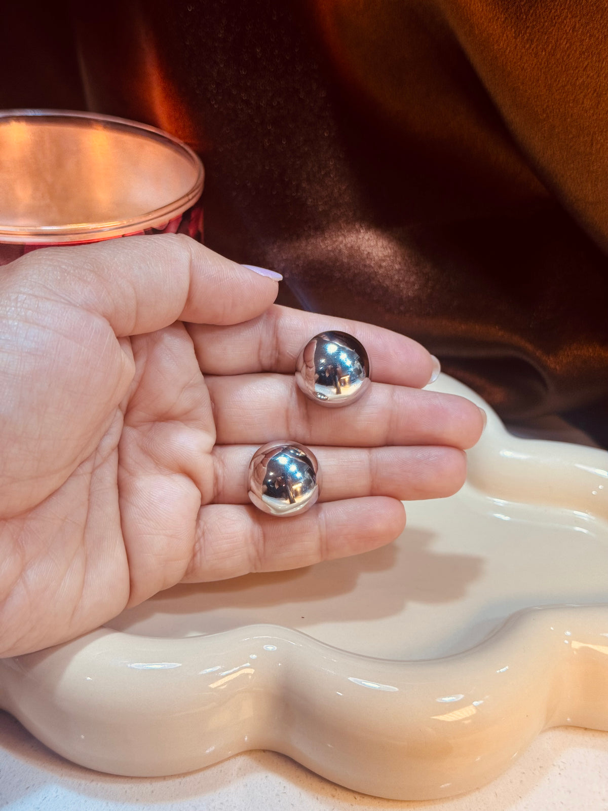 Silver pearl earrings