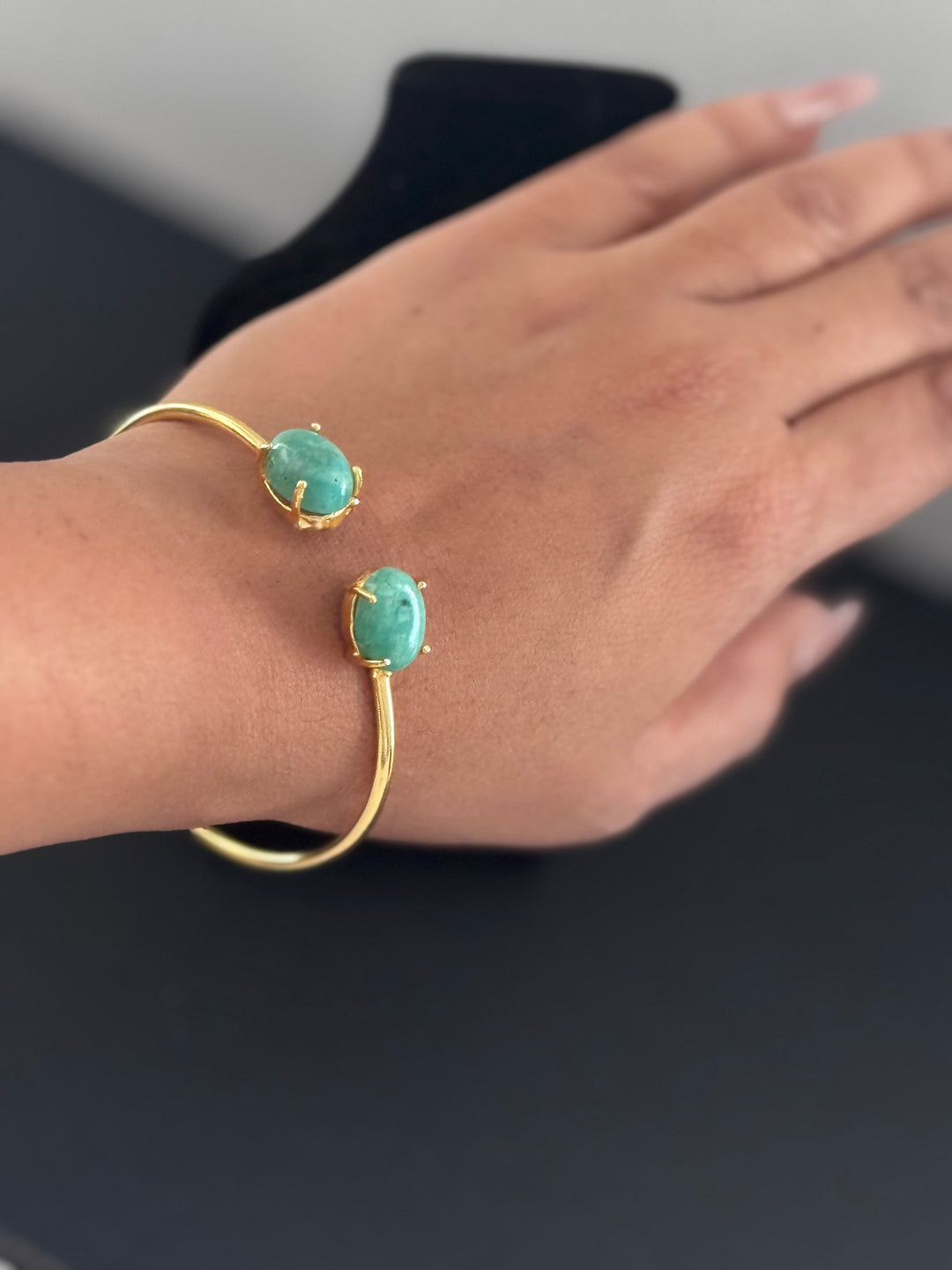 Gold and Aqua Stone bangle