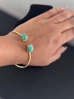 Load image into Gallery viewer, Gold and Aqua Stone bangle
