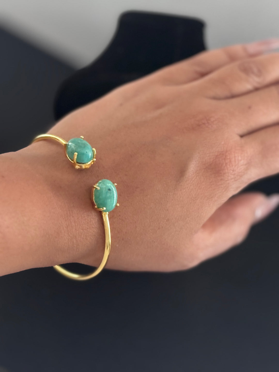 Gold and Aqua Stone bangle