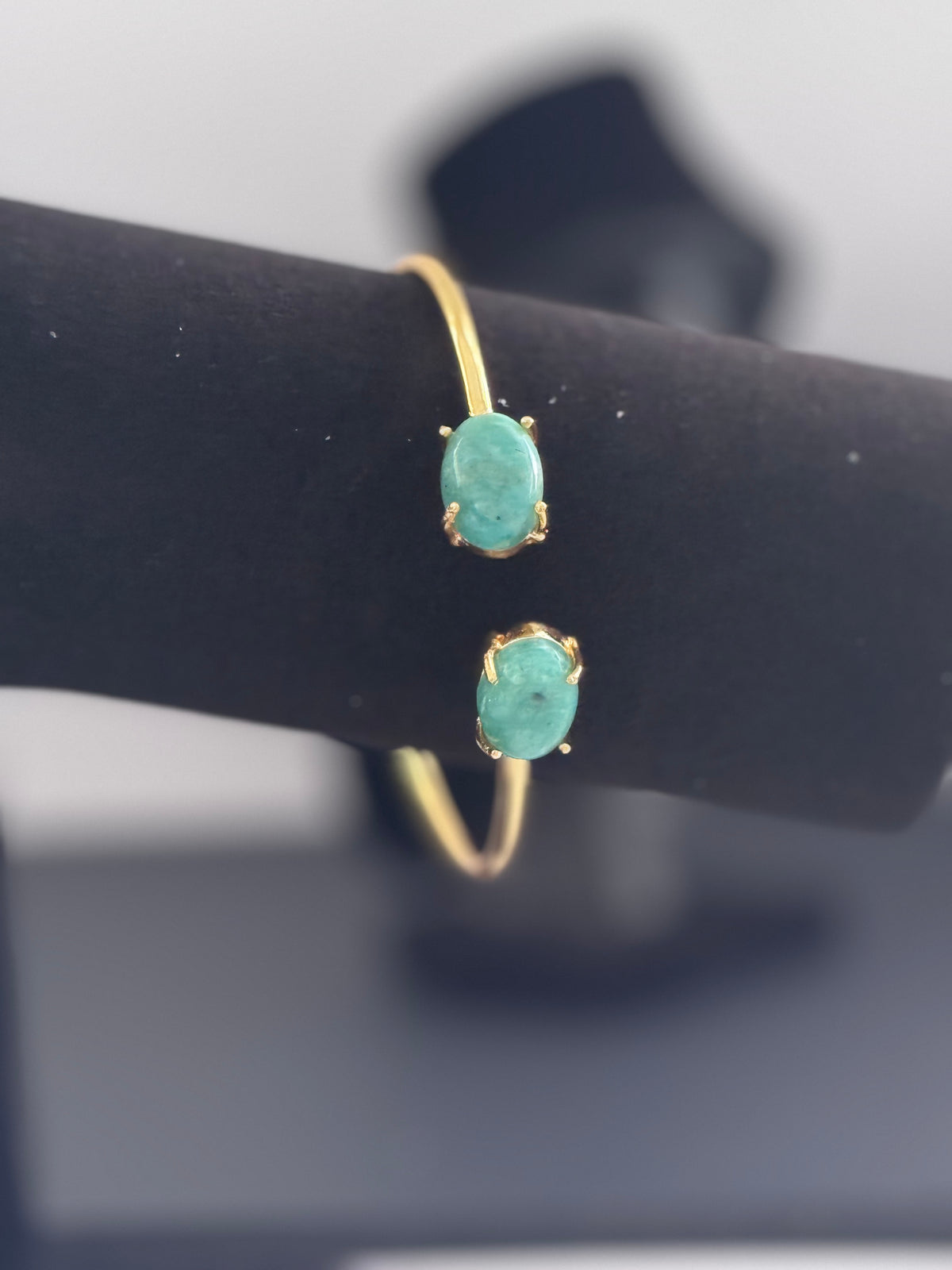 Gold and aqua stone bangle