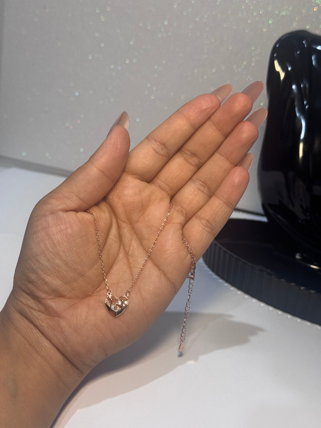 Rose Gold Sweetheart Pure Silver Necklace