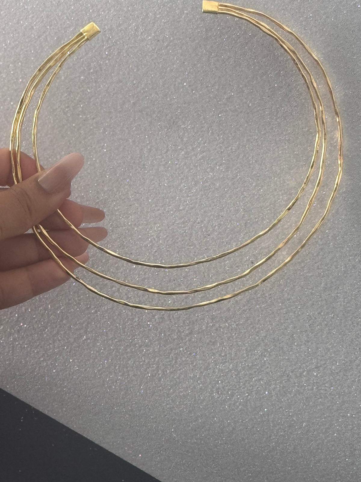 Elegant triple strand neck cuff