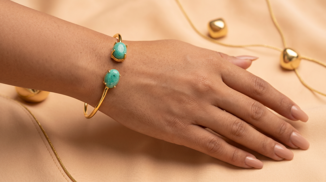 Gold and Aqua Stone bangle